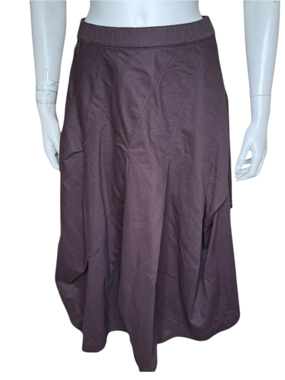 Earth Music&Ecology Pleated Midi Skirt XS/S Zipper Brown